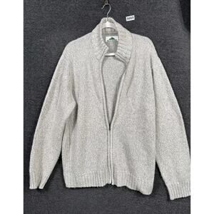 Rockingham Sweater Mens 2XL Gray Open Front Cardigan Rib Knit Stand Collar